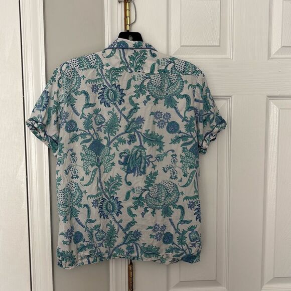 Roller Rabbit Amanda Lulu Floral green/blue Pajama Top size Medium - Picture 2 of 3